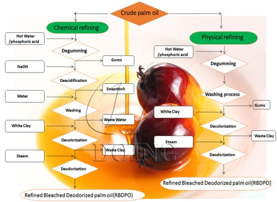 Palm oil physical refining vs palm oil chemical refining