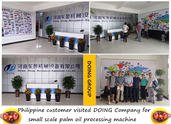 Philippine customer visited Henan Doing Company foy mini palm oil refining machine