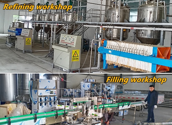 Small scale palm oil refining and filling machine operation video